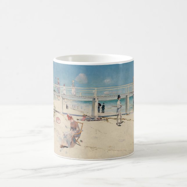 Taza De Café Escena de playa (vacaciones en Mentone) (Arte aust (Centro)