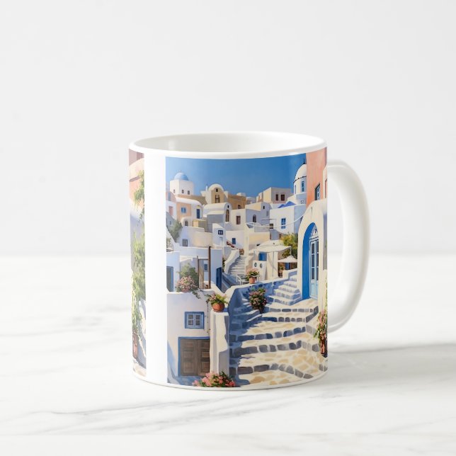 Taza De Café Escena de Santorini Grecia (Anverso derecho)