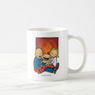 Taza De Café Escena del día de fiesta: Familia delante de la
