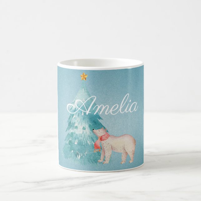 Taza De Café Escena forestal navideña personalizable (Centro)