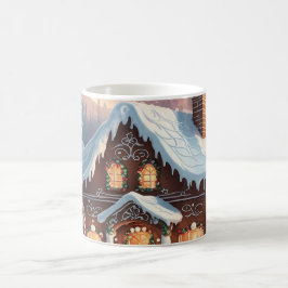 Taza De Café Escena navideña nevada de casa de jengibre 