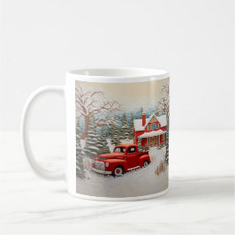 Taza De Café Escena Navideña Vintage de Granja