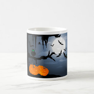 Taza De Café Escena nocturna de Halloween de fantasía
