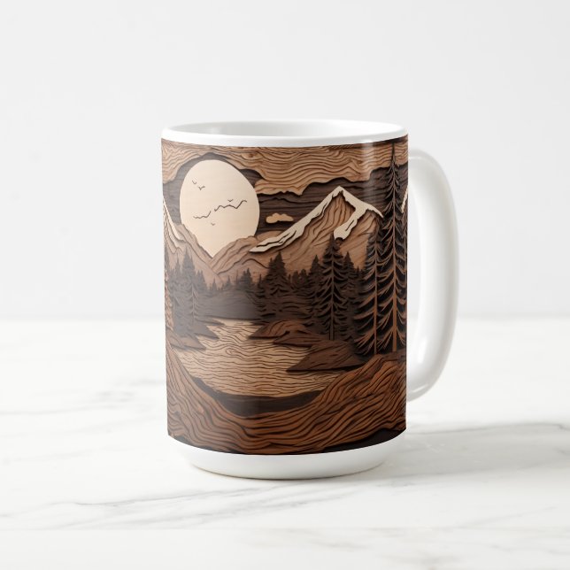Taza De Café Escena nocturna forestal de Woodland Mug | Árbol d (Anverso derecho)