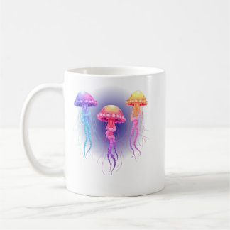 Taza De Café Escena oceánica de medusas pastel vibrantes