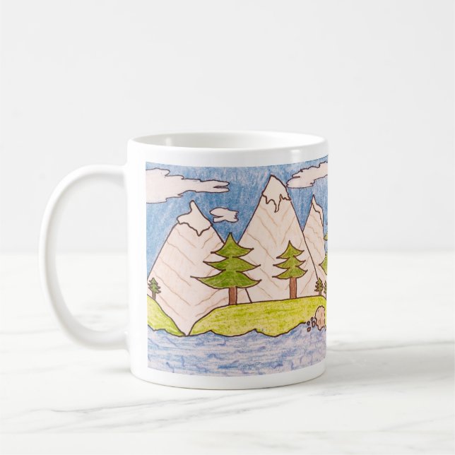 Taza De Café Escena simple de montaña (Izquierda)
