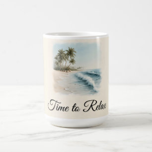 Taza De Café Escena tropical de playa en un estilo acuático