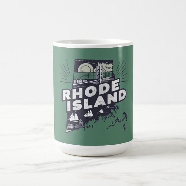 Taza De Café Escenario Rhode Island Retro Silhouette (Centro)