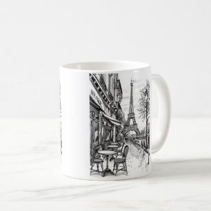 Taza De Café Escenas parisinas dibujadas a mano