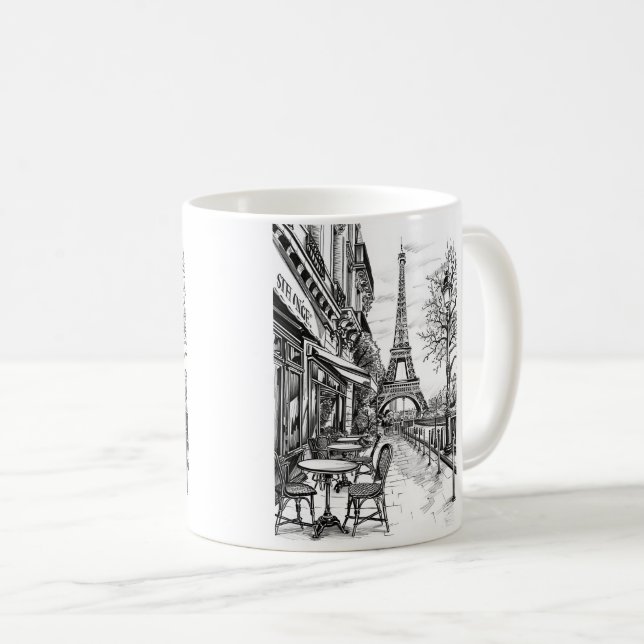 Taza De Café Escenas parisinas dibujadas a mano (Anverso derecho)
