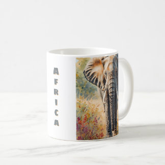 Taza De Café Escénico elefante africano retro