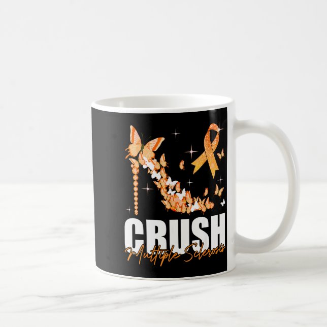 Taza De Café Esclerosis múltiple naranja cinta mariposa _ (Derecha)