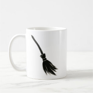 Taza De Café Escoba de Bruja Minimalista – Diseño de Pincel de