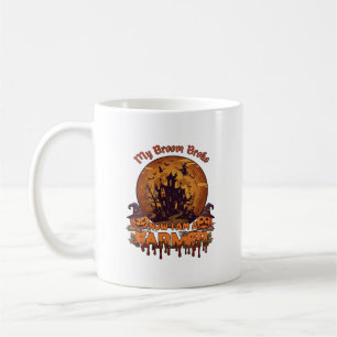 Taza De Café Escoba Rompió Granjero Halloween Bruja Casa Embruj