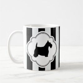 Taza De Café Escocés blanco del negro de la raya