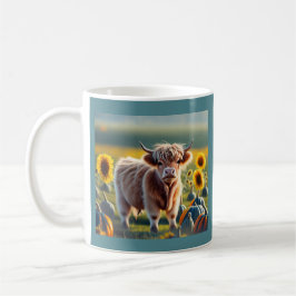 Taza De Café Escocia Highland Baby Cow Sunflower and Pumpkins