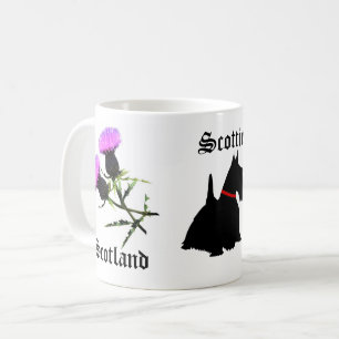 Taza De Café Escocia terrier escocés/Scottie, flor cardo