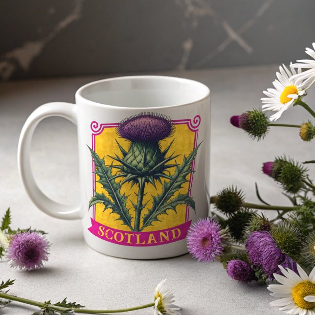 Taza De Café Escocia Thistle Antique Botanical (Subido por el creador)