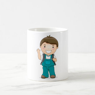Taza De Café Escolar sonriente con mochila