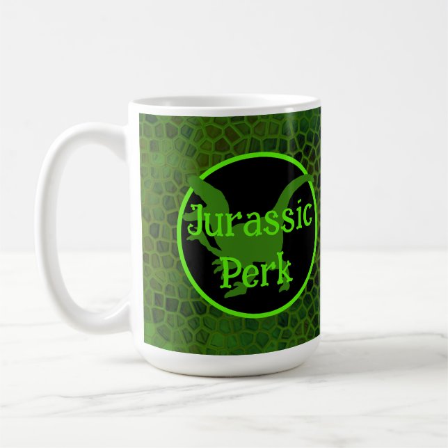 Taza De Café Escondite de Dinosaurio Verde Jurásico Perk  (Izquierda)
