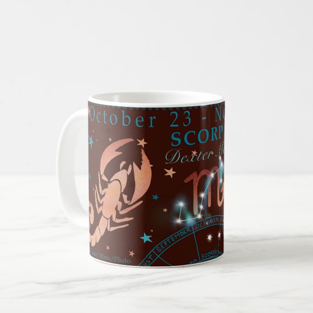 Taza De Café Escorpio oscuro zodiaco personalizado (Anverso izquierdo)