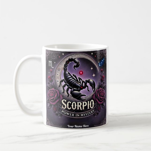 Taza De Café Escorpio "Poder en el misterio" Zodiac Mug (Izquierda)