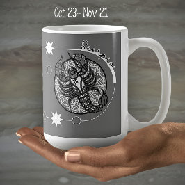 Taza De Café Escorpio Zodiac Rótulo Astrología Mandala Blanco N