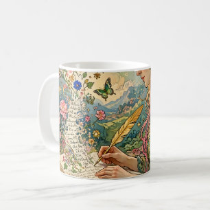 Taza De Café Escribiendo el Mundo Art Nouveau