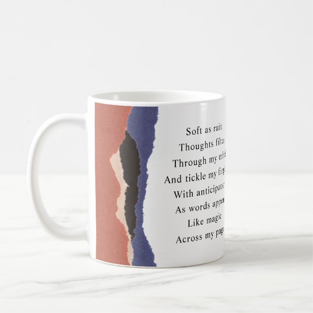 Taza De Café Escritor Nombre Poema motivacional Resumen Papel d (Izquierda)