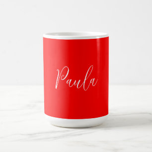 Taza De Café Escritura a mano Nombre elegante Llanura de color
