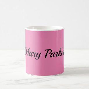 Taza De Café Escritura a mano Nombre profesional simple rosa si