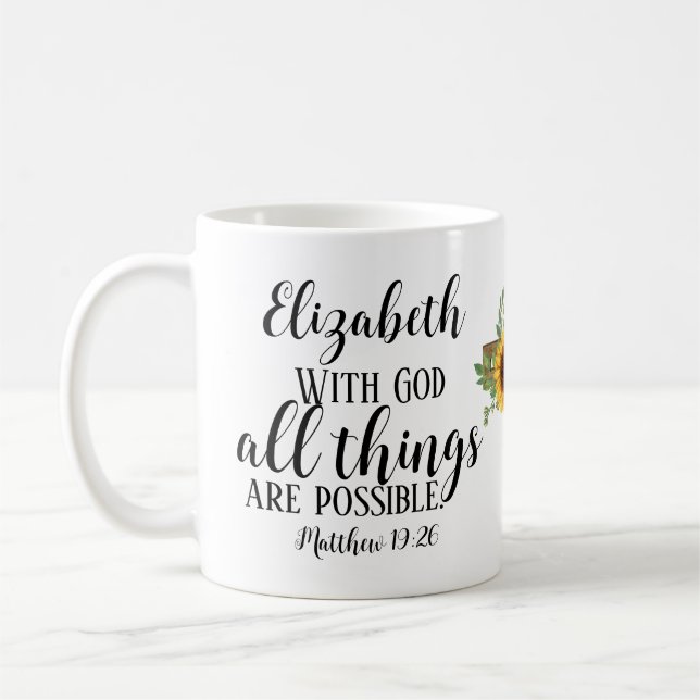 Taza De Café Escritura cristiana todas las cosas son posibles f (Izquierda)