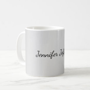 Taza De Café Escritura de mano moderna gris plateado Su nombre