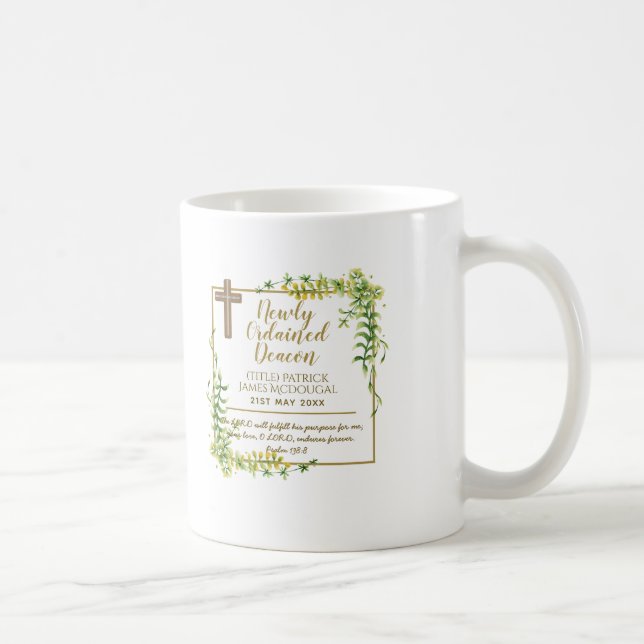 Taza De Café Escritura de regalo de diácono ordenado recienteme (Derecha)