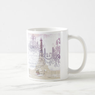 Taza De Café escritura francesa beige chandelier paris eiffel t