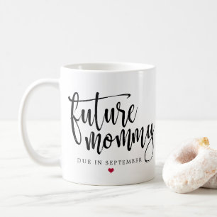 Taza De Café Escritura negra cepillada mamá futura