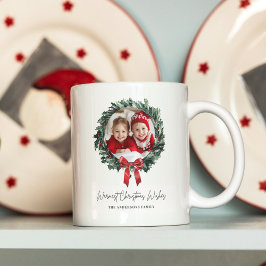 Taza De Café Escritura personalizada de Navidades con foto y no