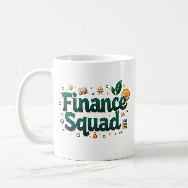 Taza De Café Escuadrón de finanzas divertidas y personalizadas (Izquierda)