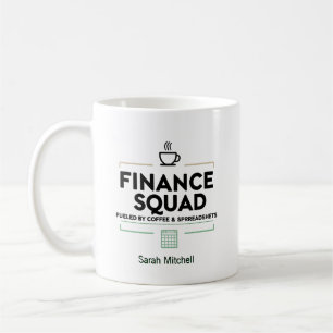 Taza De Café Escuadrón de Finanzas Impulsado por Café y Hojas d