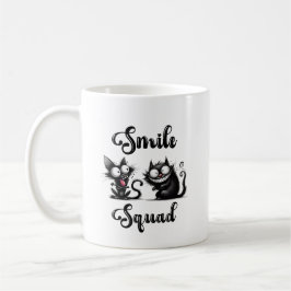 Taza De Café Escuadrón sonriente con diseño de gatos divertidos