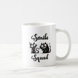 Taza De Café Escuadrón sonriente con diseño de gatos divertidos