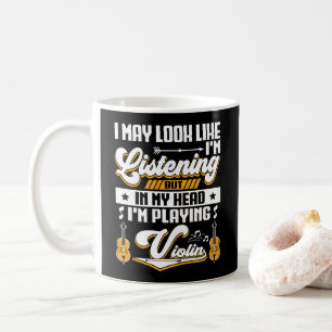 Taza De Café Escuchando divertida en mi cabeza estoy tocando mi