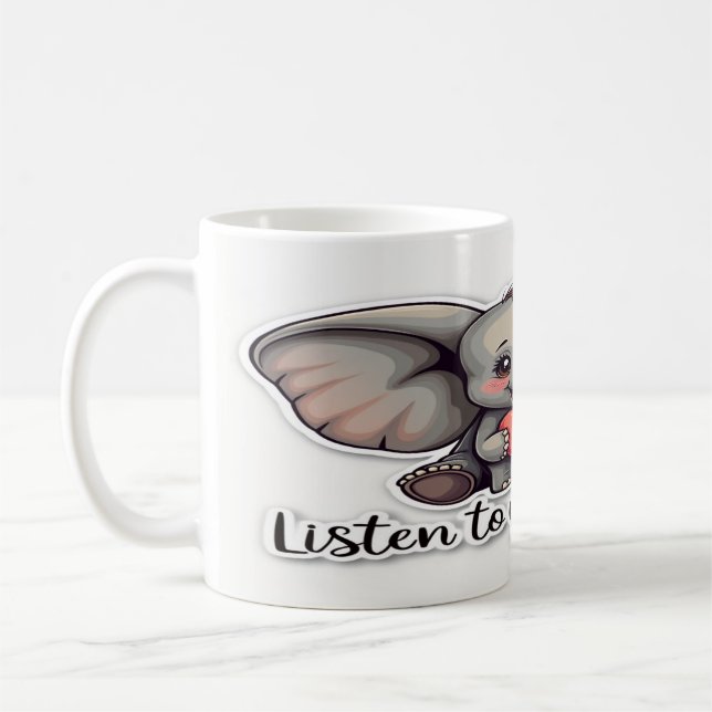 Taza De Café Escuche su corazón - Inspirador diseño de presupue (Izquierda)