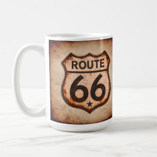 Taza De Café Escudo Americano Retro Mother Road Deteriorado
