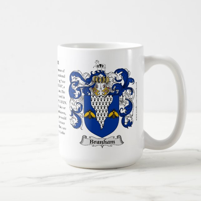 Taza De Café Escudo de armas de la familia de Branham (Derecha)