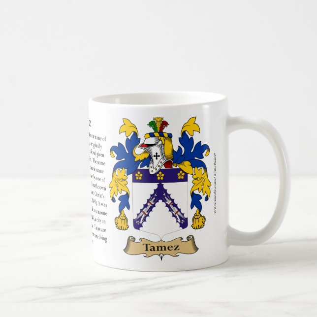 Taza De Café Escudo de armas de la familia de Tamez (Derecha)