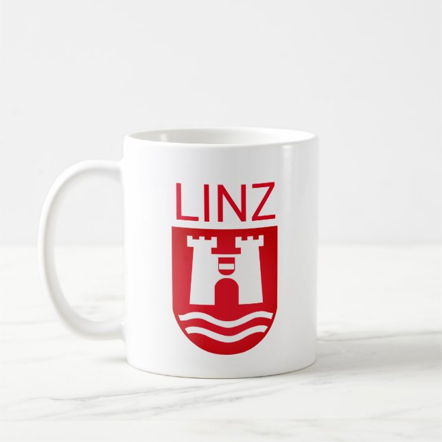 Taza De Café Escudo de armas de Linz, AUSTRIA (Izquierda)