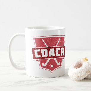 Taza De Café Escudo de entrenador de hockey sobre terreno