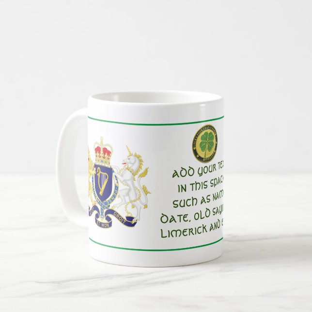 Taza De Café Escudo de IRLANDA personalizado (Anverso izquierdo)