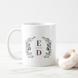 Taza De Café Escudo de jardín | Monograma Boda floral